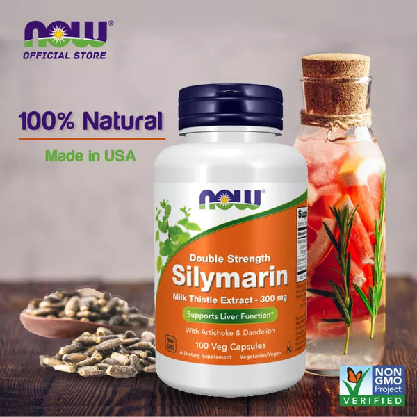 NOW Silymarin Milk Thistle with Artichoke & Dandelion 300 mg 100 VCAPS | Liver Support