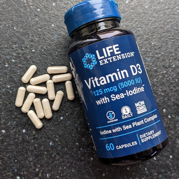 Life Extension Vitamin D3 5000 Iu with Sea-Iodine 60 Capsules